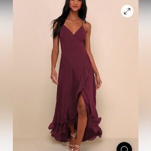 Lulu's Burgundy Lace-up High Low Dress